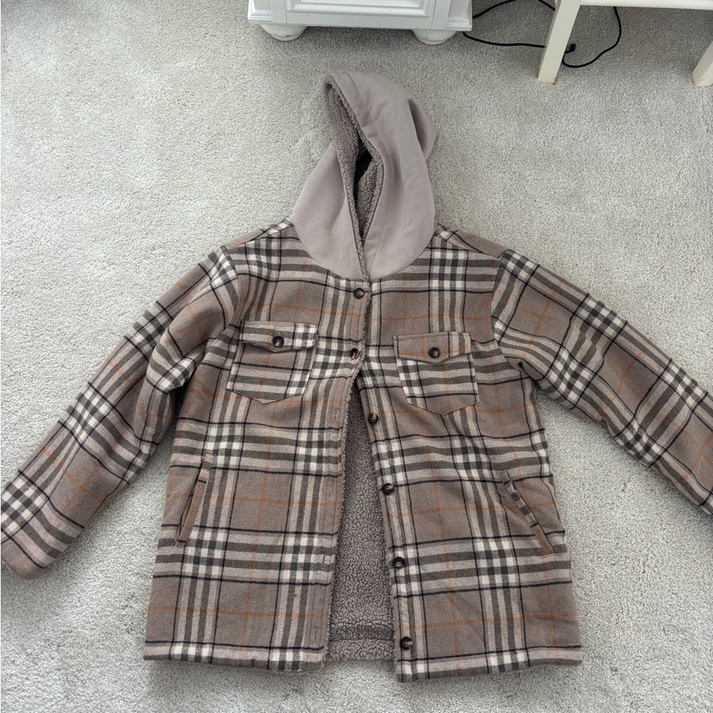 Plaid Sherpa Lined Teddy Jacket